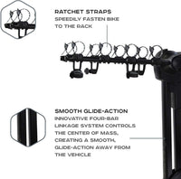 Saris SuperClamp G4 2-Bike Hitch Rack installed on SUV — bikes loaded