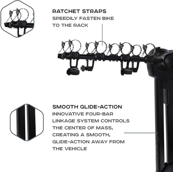 Saris SuperClamp G4 2-Bike Hitch Rack installed on SUV — bikes loaded