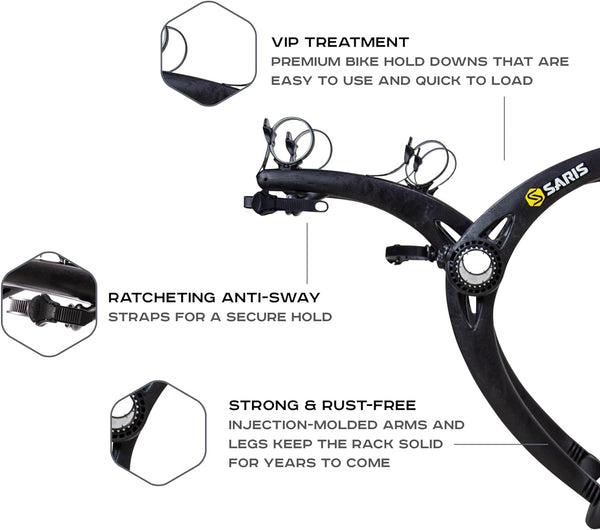 Saris Bones Trunk Rack — flexible polymer arm material and rubber contact pad detail