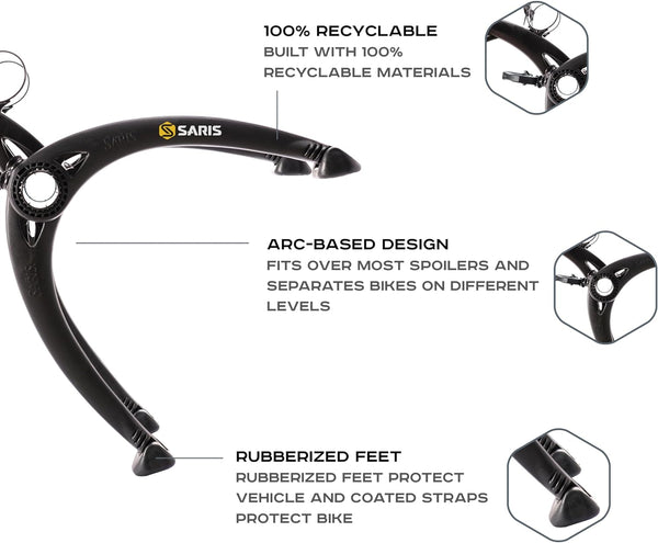 Saris Bones 2-Bike Trunk Rack installed on hatchback — with two bikes loaded