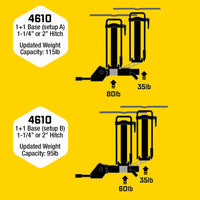 Saris MHS 1-Bike System — weight distribution and bike positioning diagram