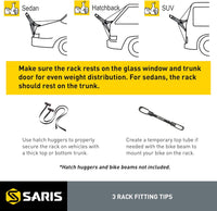 Saris Bones EX 3-Bike Trunk Rack — hook strap and contact pad detail