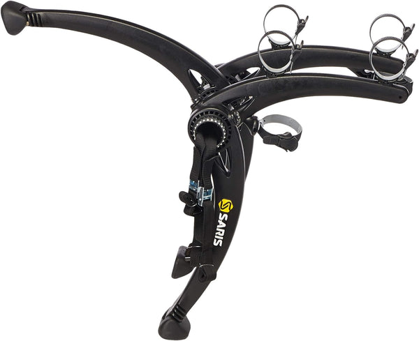 Saris MHS system — hitch insert and anti-wobble cam bolt close-up