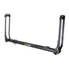 Saris MHS DUO Add-On Tray — arm extended with ratchet strap and rubber wheel cradle