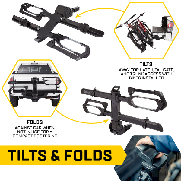 Saris Edge 2-Bike Hitch Rack installed on an SUV hitch receiver