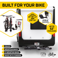 Saris Edge 2-Bike Hitch Rack — weight capacity and specifications diagram