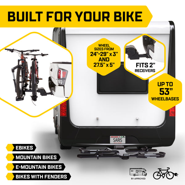 Saris Edge 2-Bike Hitch Rack — weight capacity and specifications diagram