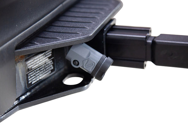 Saris MHS base unit — integrated lock securing rack to hitch receiver