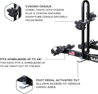 Saris Freedom 4-Bike Hitch Rack tilted away for full rear hatch access