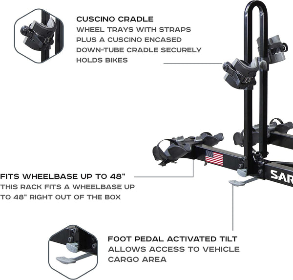 Saris Freedom 4-Bike Hitch Rack tilted away for full rear hatch access