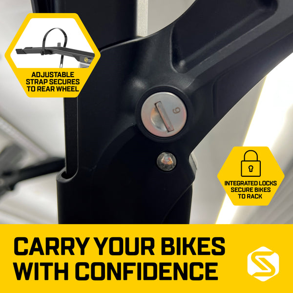 Saris MHS UNO 1-Bike Kit — bike loaded, mounted on hatchback rear