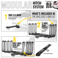 Saris MHS 3-Bike Package — front view with all three bike trays extended forward