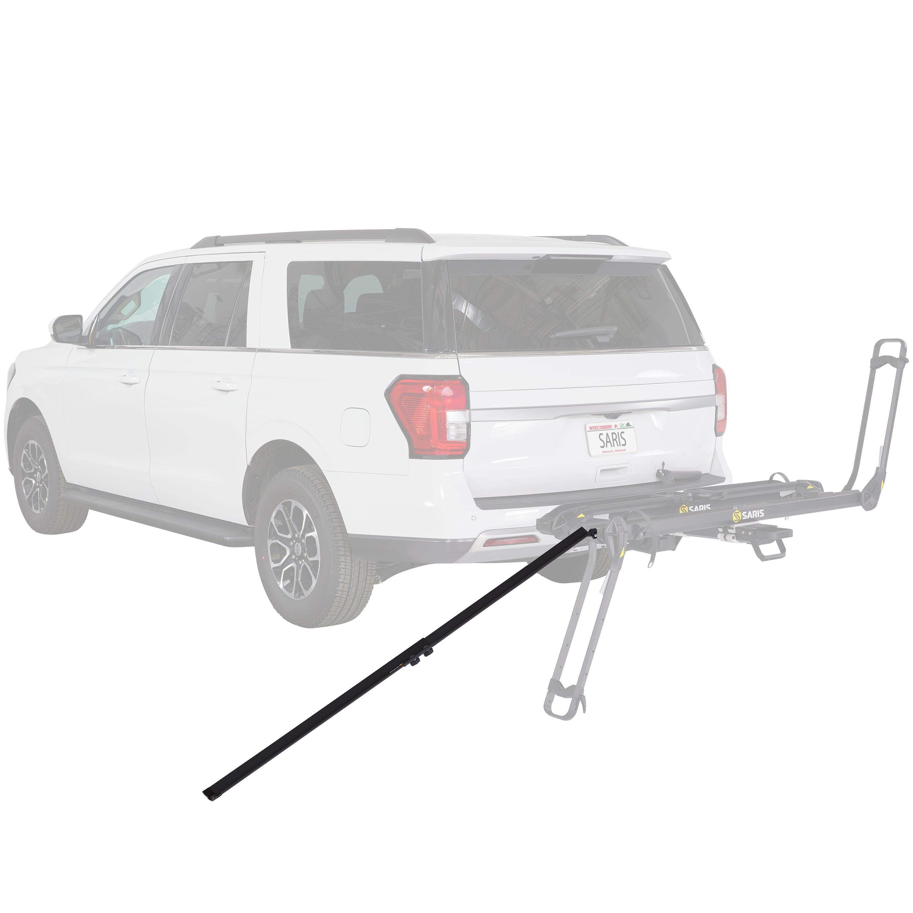 Saris MHS Loading Ramp — rolling an e-bike up the ramp into the wheel cradle