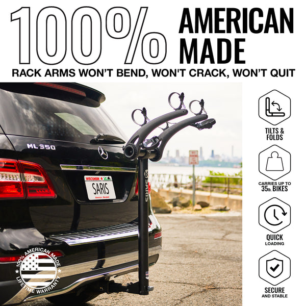 Saris Bones 2-Bike Hitch Rack — anti-sway cradle keeping bikes apart