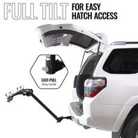 Two bikes loaded on the Saris Bones 2-Bike Hitch Rack on a sedan
