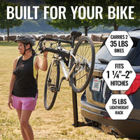Saris Bones 3-Bike Hitch Rack tilted down for hatch access