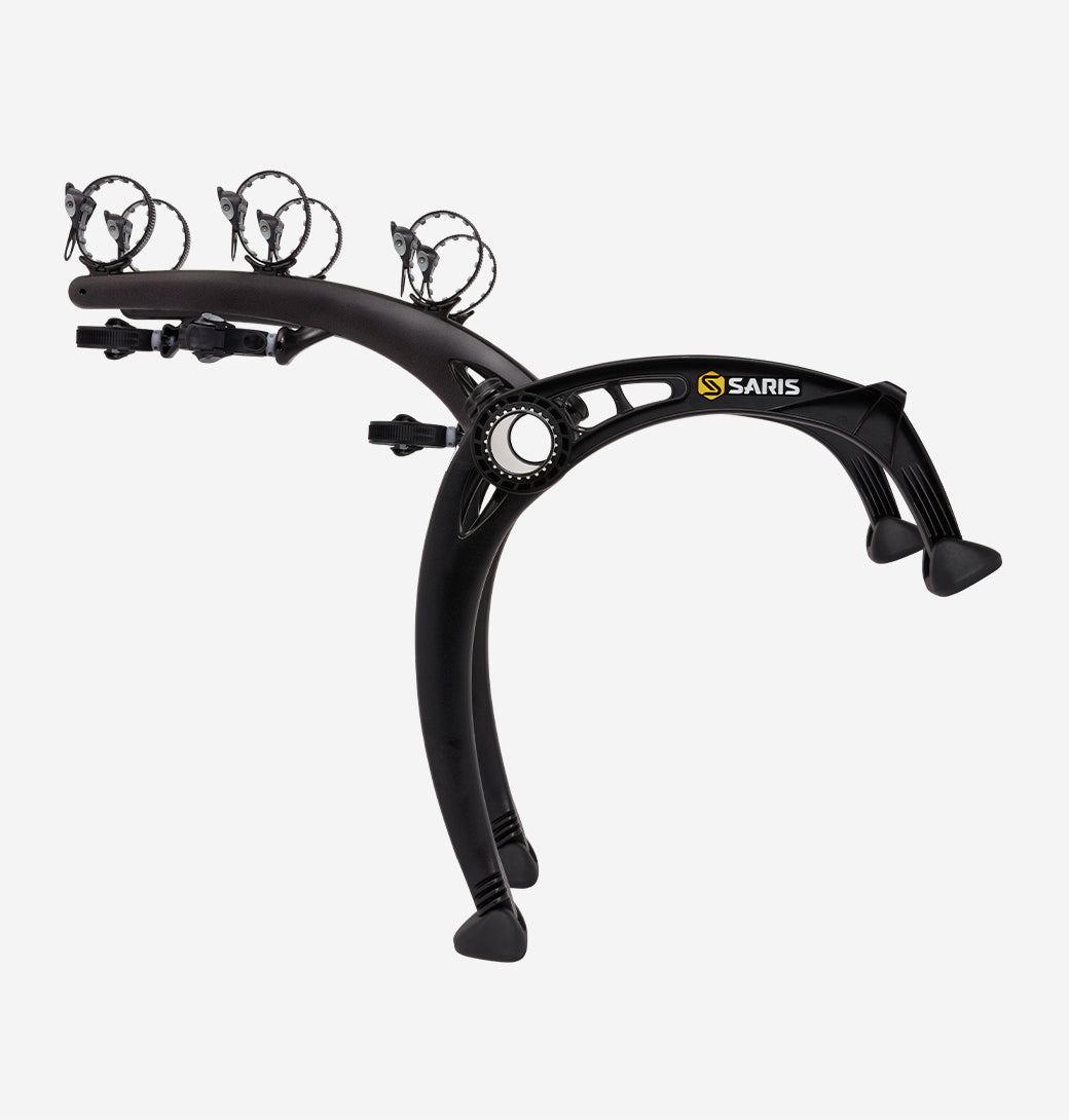 Saris Bones EX 3-Bike Trunk Rack — nine hook arms fully extended