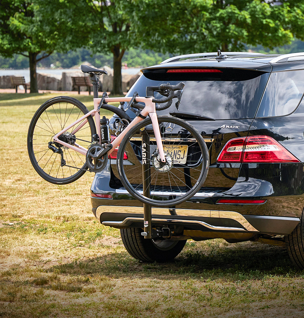 Saris Bones 2-Bike Hitch Rack folded flat when rack is empty