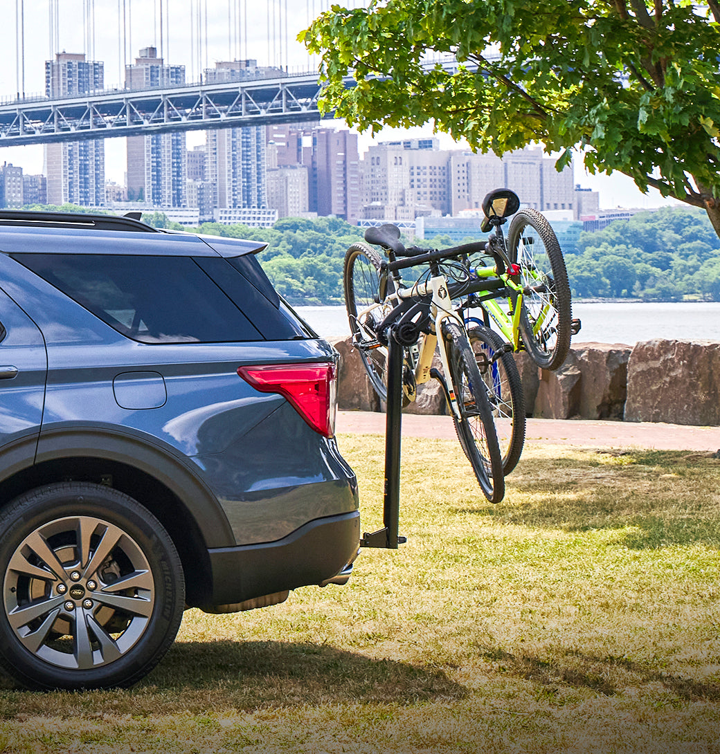 Saris Bones 3-Bike Hitch Rack — folded position for storage