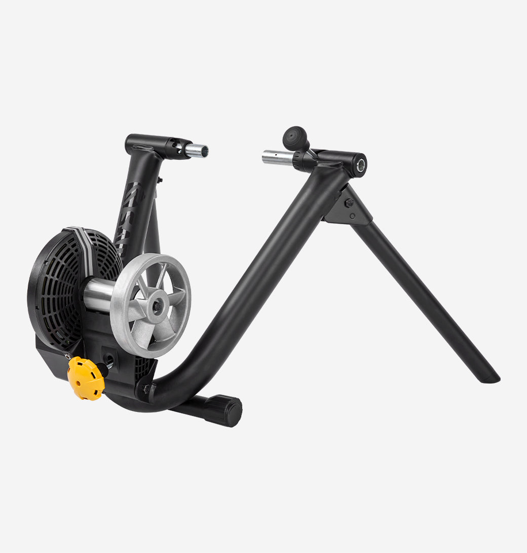 Saris M2 Smart Wheel-On Trainer — folding legs, resistance roller, and frame clamp