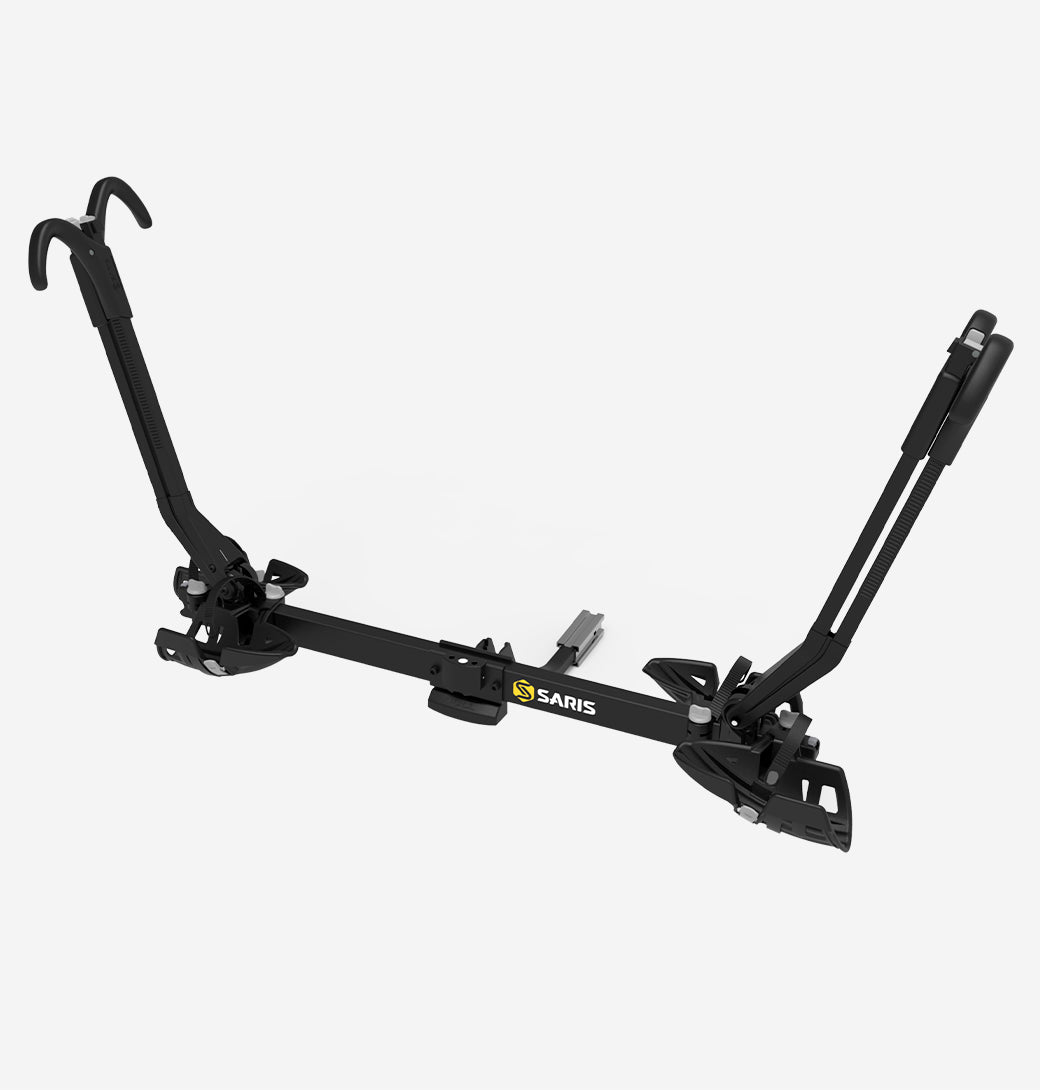 Saris SuperClamp G3 2-Bike Hitch Rack — arm spacing and tilt mechanism