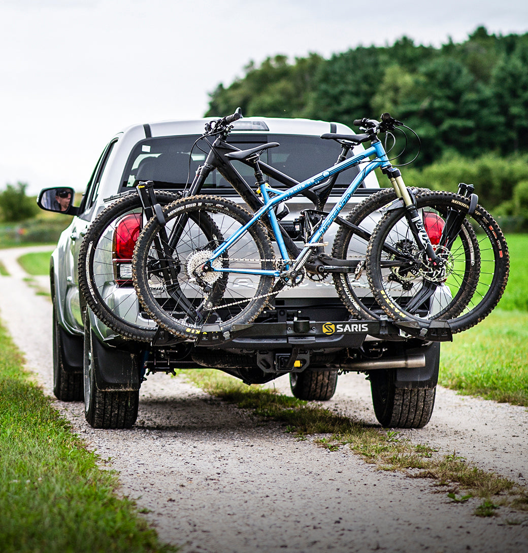 Saris SuperClamp G3 2-Bike Hitch Rack — arms folded flat for storage or off-season
