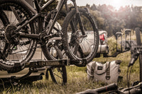 Saris SuperClamp G3 2-Bike Hitch Rack — hitch receiver and stabilizer close-up