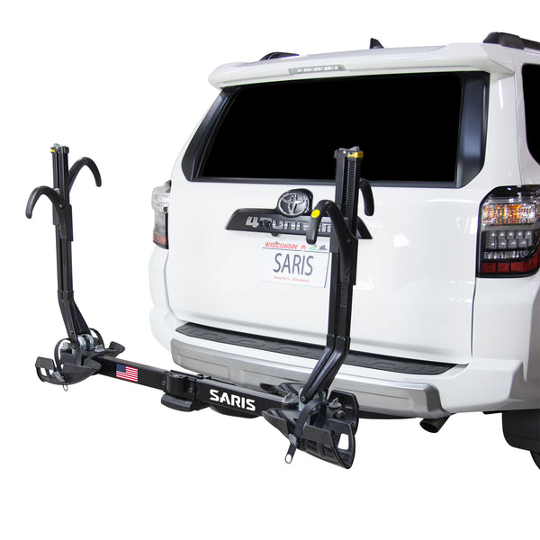 Saris SuperClamp G3 2-Bike Hitch Rack — arm spacing and tilt mechanism