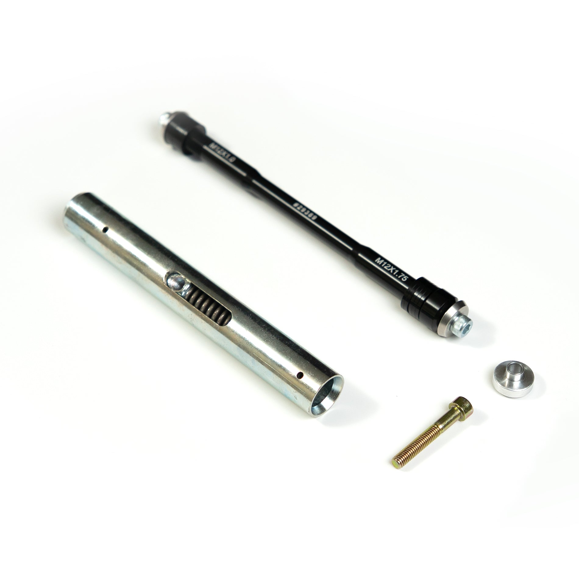 Saris Thru Axle Trainer Adapter — road bike angle showing UDH hanger compatibility